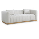 Meridian Lucia Cream Linen Textured Fabric Sofa IMAGE 1