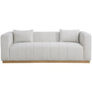  Manufacturer Color_Cream -- Lucia 90.5" Cream Linen Textured Fabric Upholstered Sofa IMAGE 4