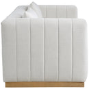  Manufacturer Color_Cream -- Lucia 90.5" Cream Linen Textured Fabric Upholstered Sofa IMAGE 5