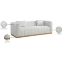  Manufacturer Color_Cream -- Lucia 90.5" Cream Linen Textured Fabric Upholstered Sofa IMAGE 9