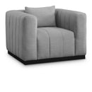  Manufacturer Color_Grey -- Lucia Grey Linen Textured Fabric Upholstered Chair IMAGE 1