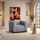  Manufacturer Color_Grey -- Lucia Grey Linen Textured Fabric Upholstered Chair IMAGE 2