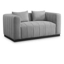  Manufacturer Color_Grey -- Lucia 67" Grey Linen Textured Fabric Upholstered Loveseat IMAGE 1