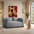 Manufacturer Color_Grey -- Lucia 67" Grey Linen Textured Fabric Upholstered Loveseat IMAGE 2