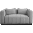  Manufacturer Color_Grey -- Lucia 67" Grey Linen Textured Fabric Upholstered Loveseat IMAGE 4
