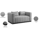  Manufacturer Color_Grey -- Lucia 67" Grey Linen Textured Fabric Upholstered Loveseat IMAGE 9