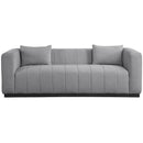  Manufacturer Color_Grey -- Lucia 90.5" Grey Linen Textured Fabric Upholstered Sofa IMAGE 4