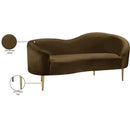  Manufacturer Color_Brown -- Ritz 67" Brown Velvet Upholstered Loveseat IMAGE 9
