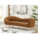  Manufacturer Color_Saddle -- Ritz 85.5" Saddle Velvet Upholstered Sofa IMAGE 2