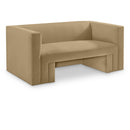  Manufacturer Color_Camel -- Henson 63" Camel Velvet Upholstered Loveseat IMAGE 1