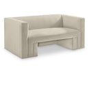  Manufacturer Color_Cream -- Henson 63" Cream Velvet Upholstered Loveseat IMAGE 1