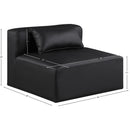 Meridian Cube Black Vegan Leather Armless Chair IMAGE 9