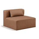  Manufacturer Color_Brown -- Cube Brown Vegan Leather Upholstered Modular Armless Chair IMAGE 1