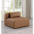  Manufacturer Color_Brown -- Cube Brown Vegan Leather Upholstered Modular Armless Chair IMAGE 2