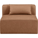  Manufacturer Color_Brown -- Cube Brown Vegan Leather Upholstered Modular Armless Chair IMAGE 4