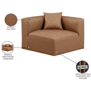 Meridian Cube Brown Vegan Leather Corner Chair IMAGE 9