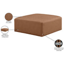 Meridian Cube Brown Vegan Leather Ottoman IMAGE 6