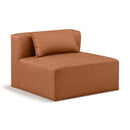  Manufacturer Color_Cognac -- Cube Cognac Vegan Leather Upholstered Modular Armless Chair IMAGE 1