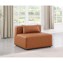 Meridian Cube Cognac Vegan Leather Armless Chair IMAGE 2