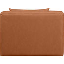 Meridian Cube Cognac Vegan Leather Armless Chair IMAGE 3
