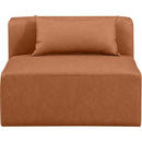  Manufacturer Color_Cognac -- Cube Cognac Vegan Leather Upholstered Modular Armless Chair IMAGE 4