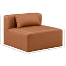 Meridian Cube Cognac Vegan Leather Armless Chair IMAGE 8