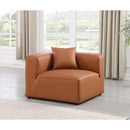  Manufacturer Color_Cognac -- Cube Cognac Vegan Leather Upholstered Modular Corner Chair IMAGE 2