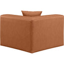 Meridian Cube Cognac Vegan Leather Corner Chair IMAGE 3