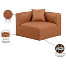 Meridian Cube Cognac Vegan Leather Corner Chair IMAGE 9