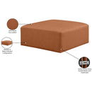Meridian Cube Cognac Vegan Leather Ottoman IMAGE 6
