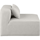 Meridian Cube Cream Vegan Leather Armless Chair IMAGE 6