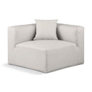 Meridian Cube Cream Vegan Leather Corner Chair IMAGE 1