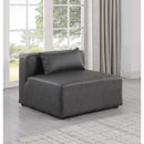  Manufacturer Color_Grey -- Cube Charcoal Vegan Leather Upholstered Modular Armless Chair IMAGE 2