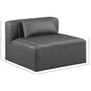 Meridian Cube Charcoal Grey Vegan Leather Armless Chair IMAGE 8