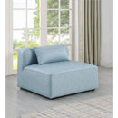 Manufacturer Color_Light Blue -- Cube Light Blue Vegan Leather Upholstered Modular Armless Chair IMAGE 2