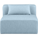  Manufacturer Color_Light Blue -- Cube Light Blue Vegan Leather Upholstered Modular Armless Chair IMAGE 4