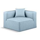 Meridian Cube Light Blue Vegan Leather Corner Chair IMAGE 1