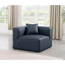 Meridian Cube Navy Blue Vegan Leather Corner Chair IMAGE 2