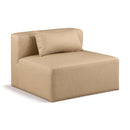  Manufacturer Color_Tan -- Cube Tan Vegan Leather Upholstered Modular Armless Chair IMAGE 1