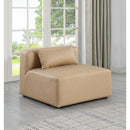Meridian Cube Tan Vegan Leather Armless Chair IMAGE 2