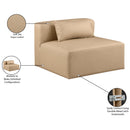  Manufacturer Color_Tan -- Cube Tan Vegan Leather Upholstered Modular Armless Chair IMAGE 9