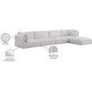  Manufacturer Color_Cream -- Ease 152" Cream Fabric Upholstered 5 pc Modular Sectional IMAGE 14