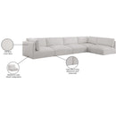  Manufacturer Color_Cream -- Ease 152" Cream Fabric Upholstered 5 pc Modular Sectional IMAGE 15