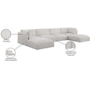  Manufacturer Color_Cream -- Ease 152" Cream Fabric Upholstered 6 pc Modular Sectional IMAGE 8