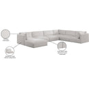  Manufacturer Color_Cream -- Ease 152" Cream Fabric Upholstered 7 pc Modular Sectional IMAGE 10