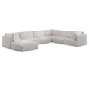  Manufacturer Color_Cream -- Ease 152" Cream Fabric Upholstered 7 pc Modular Sectional IMAGE 1