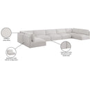  Manufacturer Color_Cream -- Ease 190" Cream Fabric Upholstered 7 pc Modular Sectional IMAGE 10