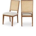  Color_Cream/ Walnut -- Butterfly Cream Linen Textured Fabric Upholstered Dining Chair IMAGE 1