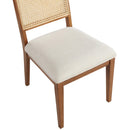  Color_Cream/ Walnut -- Butterfly Cream Linen Textured Fabric Upholstered Dining Chair IMAGE 6