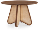  Color_Brown/ Walnut -- Butterfly 48" Brown Oak Veneer And Natural Cane Dining Table IMAGE 1